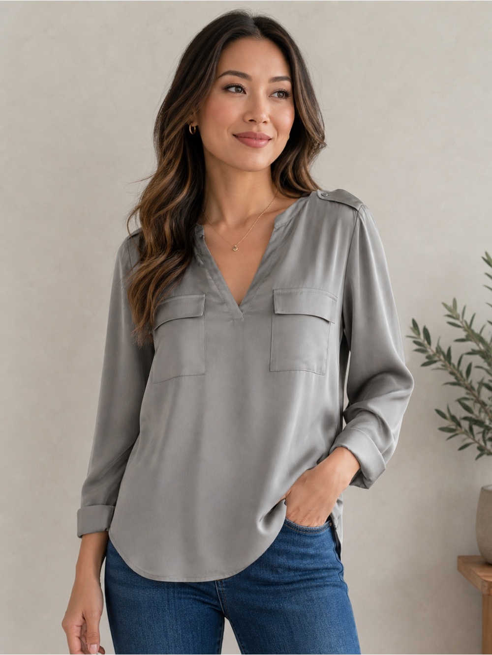Joie Gray Women's silk blouse